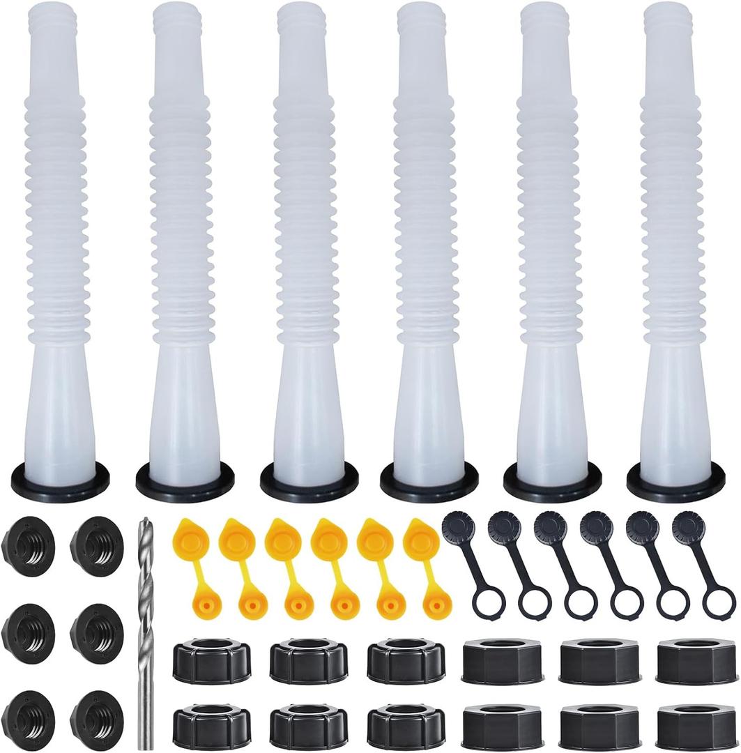 Gas Can Spout Replacement Kit, Gas Can Nozzle Replacement (6 Kit-White) All gaskets are installed and ready to use upon receipt. For 1/2/5/10 gallon gas can. Easy and convenient to use