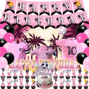 Messii Soccer Birthday Party Decorations,Soccer Star Theme Party Supplies for Kids Adults with Happy Birthday Banner Backdrop Cake Topper Cupcake Toppers Balloons