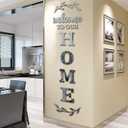 Home Wall Decor Welcome to Our Home Letter Signs - Acrylic Mirror Stickers for Living Room Bedroom Decor - Wall Decorations