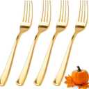 WDF 100 Pcs Gold Plastic Forks Heavy Duty - BPA-FREE, Sturdy&Durable Forks Disposable 7.4inch - Elegant Gold Forks for Dessert, Durable Plastic Cutlery for Thanksgiving Party, Wedding or Daily Using