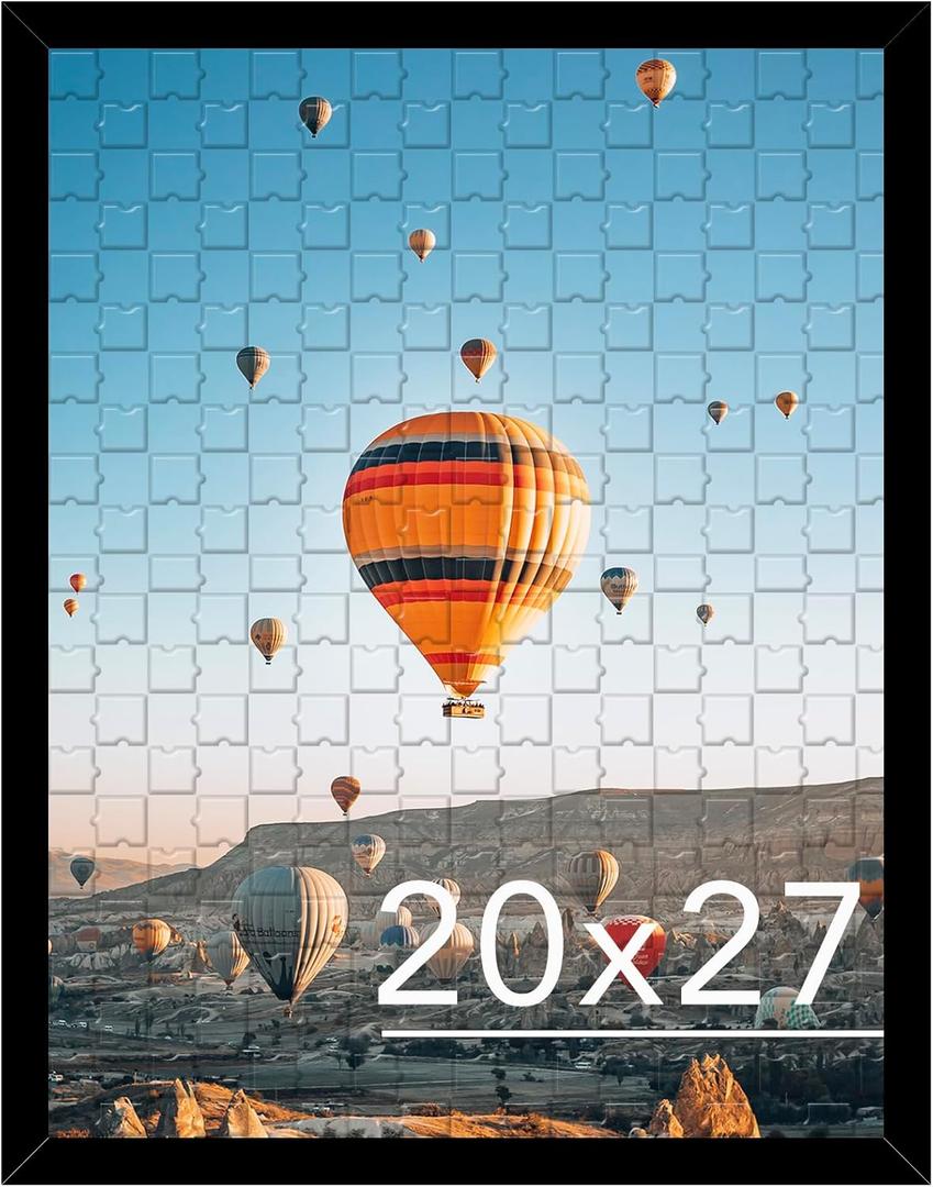 20x27 Picture Frame Black for Puzzles Poster Photo Picture, Horizontal and Vertical Formats for Wall Hanging, 20 x 27 Wall Gallery Poster Photo Puzzles Frame for 20 by 27 Photos Posters,Black