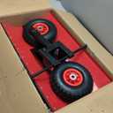 29x16.5 in Snow Shovel with 5-Position Angled Blade & Adjustable Handle, Heavy Duty Metal Snow Pusher Shovel with Wheels for Driveway, Doorway, Sidewalk, Pavement, Red & Black