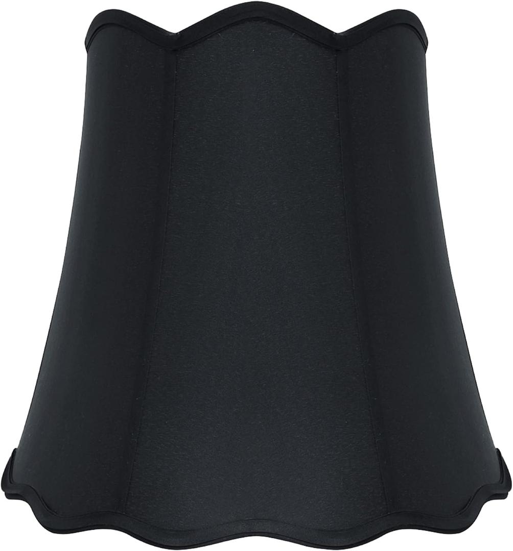 Aspen Creative 34063 Transitional Scallop Bell Shape Spider Construction Lamp Shade in Black, 16" wide (10" x 16" x 15")