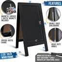 A Frame Chalkboard with Chalk Markers by HBCY Creations: 40x20 Solid Wood A-Frame Sign Gray Double-Sided Magentic Menu Board, Deluxe Set Includes 8 Chalk Markers, 10 Stencils, 2 Magnets
