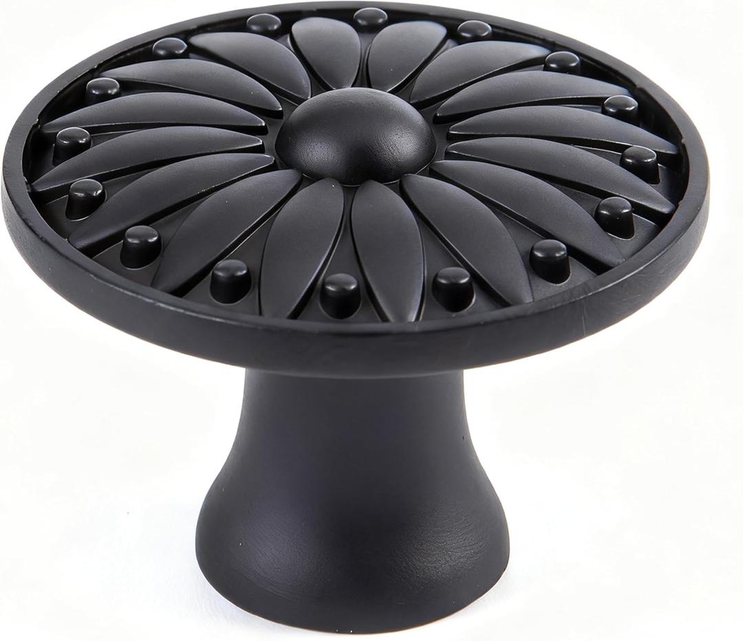 10 Pack Black Knobs for Cabinet Drawers Dresser, Vintage Solid Hardware, Matte Antique Round Knobs for Bedroom Bathroom Farmhouse Cabinets