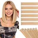 Benehair 2PCS Clips In Human Hair Extensions Light Ash Brown Mixed Bleach Blonde Short Straight Mini Clip Ins Balayage Highlights Natural Clip On Hairpin Hairpiece For Women 14inch 36g #18RP613R