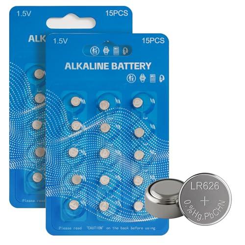 Soyasi 30Pack 1.5V AG4 LR626 Alkaline Button Battery L626 LR626 LR66 SR626 377 SR626SW Batteries Coin Cells for Watches Calculators Toys