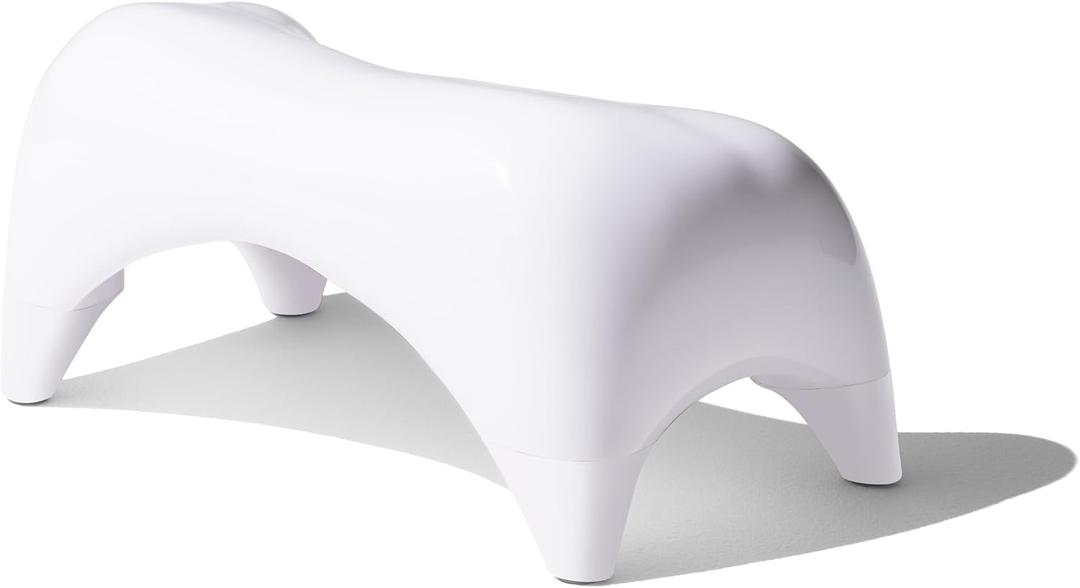TUSHY Ottoman: A Premium Toilet Stool for The Bathroom, Modern Sleek Design | Squatting Position Helps Improve Bowel Health & Relieve Constipation (Relaxed 7.5", White/White)