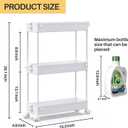 SPACEKEEPER Slim Rolling Storage Cart, 3 Tier Bathroom Storage Organizer Laundry Room Utility Cart Mobile Shelving Unit, Multi-Purpose for Kitchen Office Bathroom Laundry Narrow Places, White