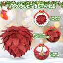 Syhood 12 Pcs Christmas Ball Ornaments Glitter Pinecone Balls Xmas Tree Decoration Hanging Pinecone Ornaments Rustic Pine Cones for Xmas Winter Party Holiday Wedding Home Decorations(Red)
