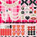 DoDoBeads 85 Pcs Junk Socks Charms Kit, Black and Red Charms for Socks, Brooches and Pins for Women, ShoeCharms with Bows, Sneakers DIY Kit with Pearls Rhinestones Chains