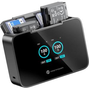 FirstPower NP-FZ100 Battery and 20W Fast Dual LCD Charger, 2-Pack 2600mAh Replacement Battery for Sony FX3, FX30, A7iii, A7iv, A7C, A7CR, A6600, A6700, ZV-E1, ZV-E10ii, A9, A9S, A7R III, A7R IV, A7R V