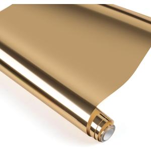 HTVRONT Gold Chrome Heat Transfer Vinyl - 12" X5ft Mirror Metallic Gold Iron on Vinyl, Metallic Foil HTV Vinyl Roll for T-Shirts, Chrome HTV Easy to Cut & Weed