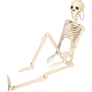 36.6 Inches Poseable Full Body Hanging Skeleton Decoration, Life-Size Halloween Skeleton Prop with Movable Joints, Indoor Outdoor Halloween Decorations for Parties, Haunted House, and Yard Dcor