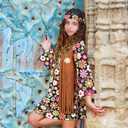 Haysandy Kids Hippie Costume Set 60s 70s Hippie Dress Peace Sign Party Accessories for Carnival Halloween Cosplay Party (Small, Cute Style)