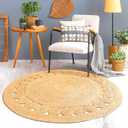 KEMA Jute Braided Area Rug, 5-Feet Round, Natural Handcrafted Boho Rug for Entryways, Living Room, Bedroom - Stain Resistance, Reversible Design, Farmhouse Vintage Decor
