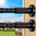 2 Pack Black Long Tension Curtain Rod Outdoor Tension Shower Curtain Rod No Drilling for Window Patio No Slip Spliced Telescopic Design Easy to Install Never Rust Diameter 1.26 Inch, 41" to 146"-2Pack, Black