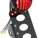 Motorcycle Side License Plate Bracket with Lights Fit for Harley Honda Yamaha Suzuki Kawasaki Custom Bike Cruiser Chopper Bobber Horizontal Vertical License Plate Mount Holder (Black)