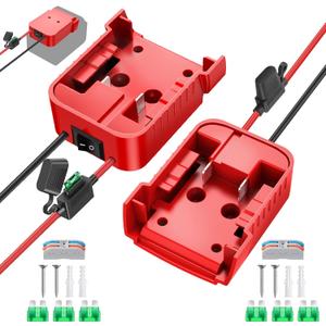2 Packs 18V Adapters Compatible with Milwaukee M18 Battery for Power Wheel Adapter, Ride On Toy Car, DIY Power Projects, Battery Connector Conversion Kit with Switch & Fuse, 12AWG Wire, Wire Terminal