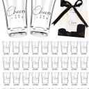 50 Sets Wedding Favors for Guests-Wedding Shot Glasses Cheers to Love Acrylic Clear Shot Glasse,Plastic Glasses with Thank You Treat Boxes