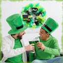 18'' St. Patrick's Day Wreath for Front Door with Lights St Patricks Day Mesh Wreath Artificial Clovers Leprechaun Hat Decorations for Irish Wall Porch Home Outdoor Indoor