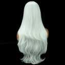 BERON White Wig Long Wavy White Wigs with Bangs for Women Daily Party Hairnet Include