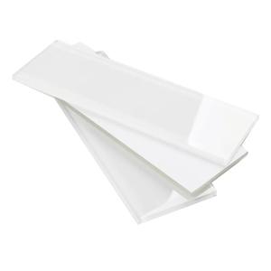 Glass Subway Tile 4 x 12 Inch White Glossy for Kitchen Backsplash Bathroom Wall Pack of 12 Sheets