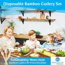 Bulk Heavy Weight 200pcs - 50 Sets - Cutlery Individually Wrapped Natural Wooden Cutlery Knife, Spoon, Fork Pack and Napkin - Extra Strong & Extra Resistant/Eco-friendly