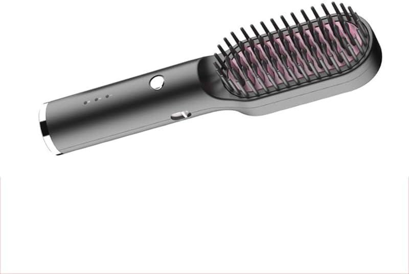 ABHI USB C Portable Hair Straightening Brush with 3 Levels Temperature, Heat Brush, Hot Comb, Hair Straightener Comb, Auto-Off, Type C - Black