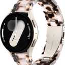 Lerobo Lightweight Resin Band Compatible with Samsung Watch 7 6 5 4 40mm 44mm Galaxy Watch 4 6 Classic 42mm 46mm 43mm 47mm Galaxy 5 Pro 45mm Active 2 40mm 42mm, 20mm Smartwatch Band for Women Men (Tortoiseshell Gray)