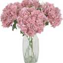 ICBOX 4PCS Real Touch Pink Hydrangea Artificial Flowers 21'' Large Latex Fake Hydrangea Flowers Faux Hydrangea with Stem for Wedding Home Table Centerpiece Indoor Baby Shower Decorations (Deep Pink)