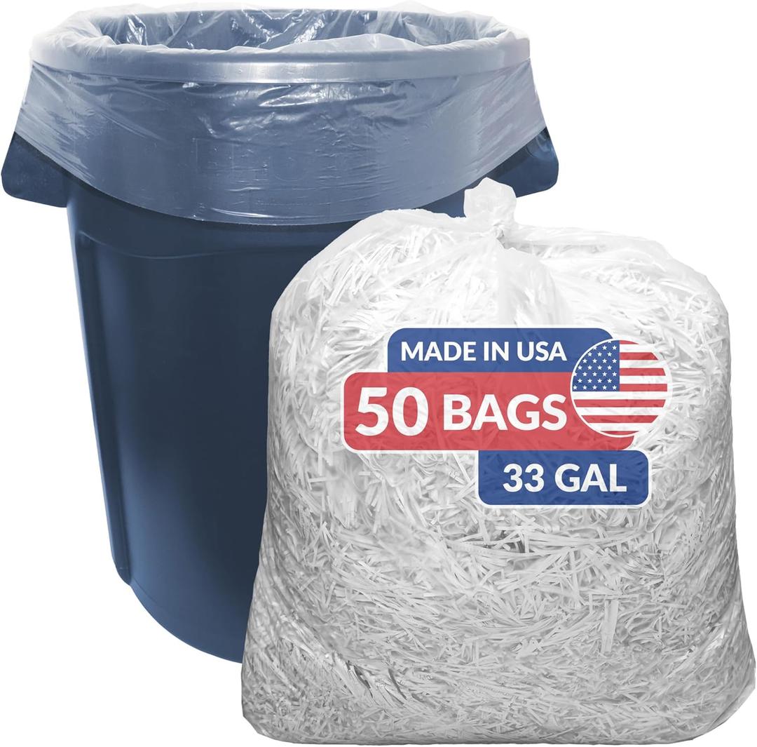 Reli. SuperValue 33 Gallon Trash Bags | 50 Count | Made in USA | Heavy Duty | Clear Multi-Use Garbage Bags