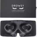 DROWSY Eyelash Protecting Silk Sleep Mask for Natural Lashes & Extensions. Deep Eye Cups, Zero Pressure, Total Blackout, Full Wraparound (Moonlight Shadow)