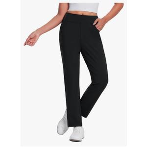 Women's Fleece Lined Pants Stretch Water Resistant Winter Thermal Travel Pants Cold Weather Gear Pockets Work Golf, L