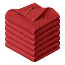 Artoid Mode 100% Cotton Dark Red Waffle Weave Kitchen Dish Cloths, 12x12 Inch Ultra Soft Absorbent Quick Drying Kitchen Dish Towels Set of 6