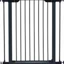 MidWest Homes for Pets 39-Inch High Walk-Thru Pressure Mounted Steel Dog Gate, Expands to 38 Inches Wide, Includes 3-inch Extensions, Textured Graphite