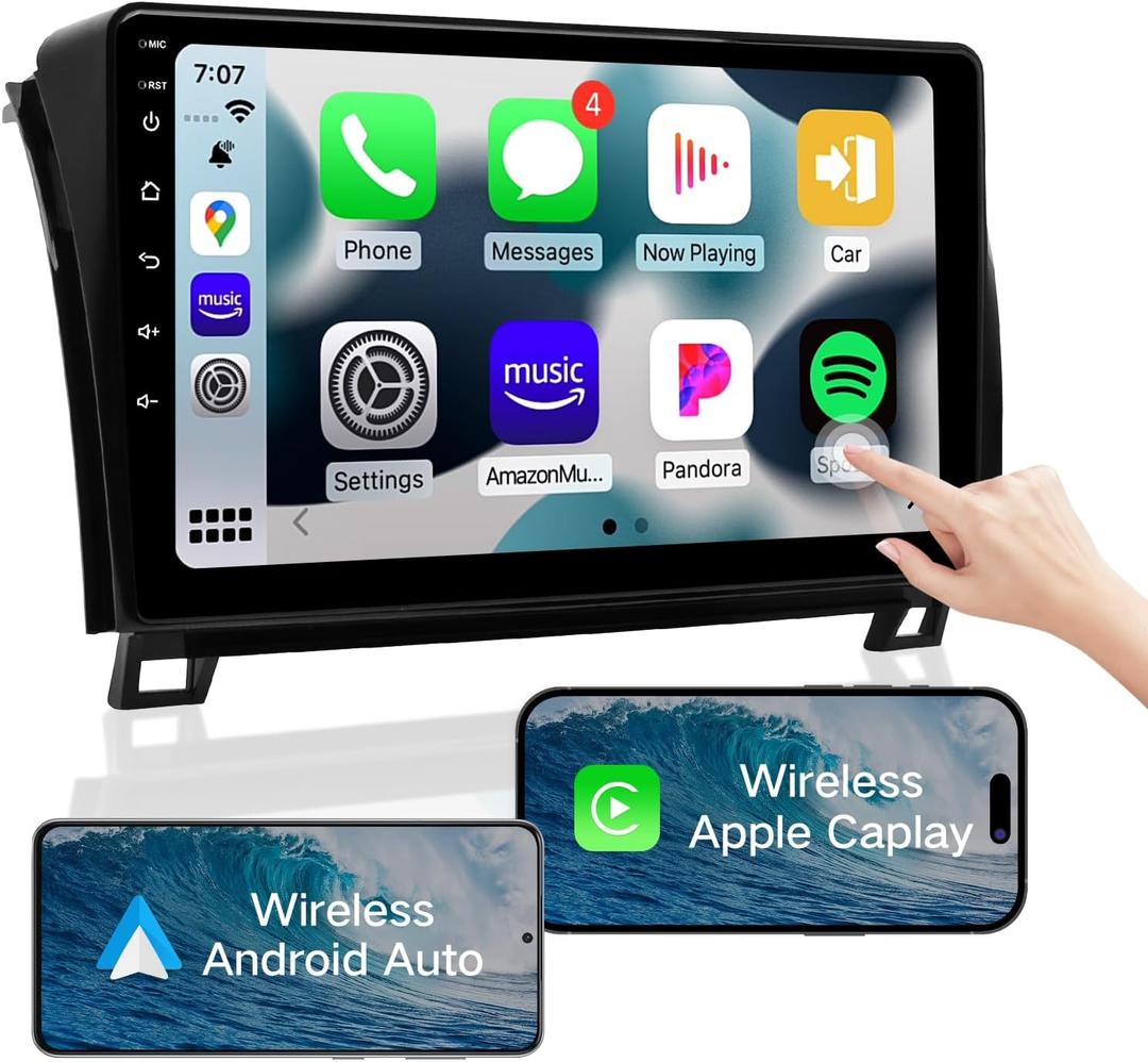 Car Stereo with Apple Carplay - 10.2" Touch HD Screen Bluetooth Radio for 2007-2013 Toyota Tundra, 2008-2018 Toyota Sequoia, FM/AM Radio, Wireless Android Auto, SWC, DSP (4G+64G)