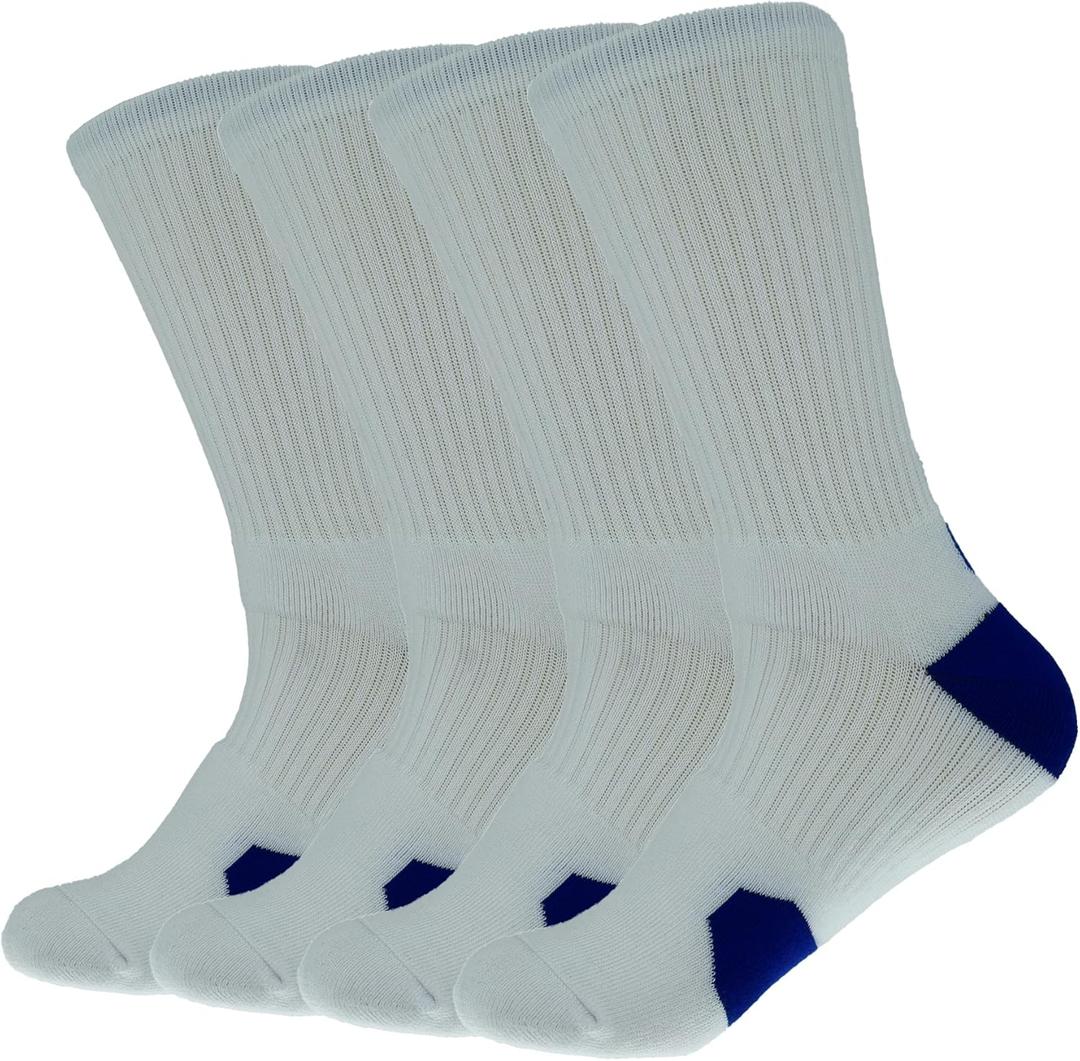 4Pairs Basketball Socks Cushion Athletic Crew Thick Performance Sport Soccer Towel Socks 7-12