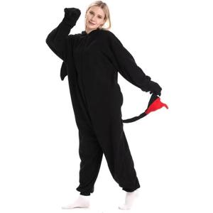 Adult Onesie Pajamas, Unisex Cute Animal Costume, Cosplay Halloween Jumpsuit Sleepwear for Women Men (Black Dragon) XL