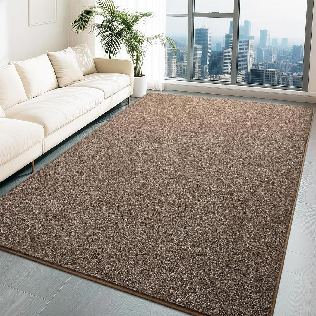 4x6 Area Rugs for Living Room, Washable Memory Foam Soft Modern Rug, Indoor Low Pile Minimalist Non Slip Carpets for Kids Girls Bedroom Nursery Dorm Home Decor, Brown