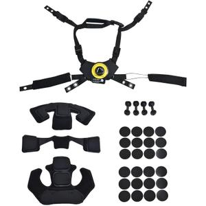 Combat Helmet Liner System Padding Kit and Chin Strap Adjustable Dial Suspension System with Bolts and Screws for Tactical Fast Mich Wendy Helmet (Black)