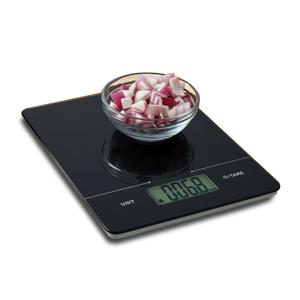 Digital Food Scale, Tempered Glass Slimline Digital Scale, 11 lb Kitchen Scale, Large LCD Display, 1g/0.1oz Precise Graduation, Black