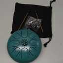 Steel Tongue Drum, 6 Inch 8 Notes Percussion Instruments with Music Book, Mallets, Carry Bag, Finger Picks, Gifts for Beginners Musical Education & Adults Relaxation Meditation (Malachite)