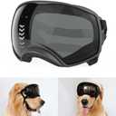 PETLESO Dog Goggles for Large Breed, Dog Sunglasses Medium Large Breed Wide View Pet Eye Protection with Adjustable Straps for Driving Riding Hiking, Black Lens