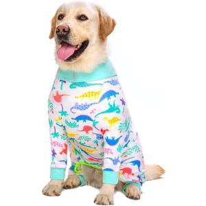 White Dinosaur Surgery Recovery Suit female male for Dogs After Surgery Medium Large Dogs Onesie,Lightweight Dog recovery suit for Shedding Prevent Licking Surgical Wound,Dog Pajamas Pjs ,Full Belly (32 (Chest 32.28 in | Backlength 22.05 in))