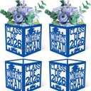 Sinasasspel 4 PCS Graduation Table Centerpieces Boxes 2026 Congrats Grad | School College Graduation Decorations Class of 2026 Table Centerpieces for Grad Theme Party Decorations Supplies Blue