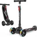 Besrey Kick Scooter for Kids Ages 3-10, 3-Wheel Folding Scooter with Adjustable Height, LED Light Wheels, Extra Wide Deck for Outdoor Activities