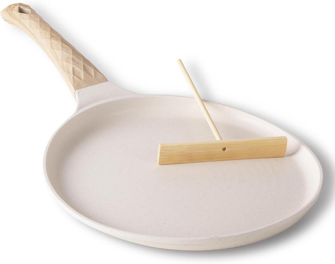 Nonstick 9.5-Inch Crepe Pan - Induction Compatible, PFOA Free, Ideal for Pancake Pan, Tawa Pan for Roti Indian, Griddle, Dosa Pan Non Stick