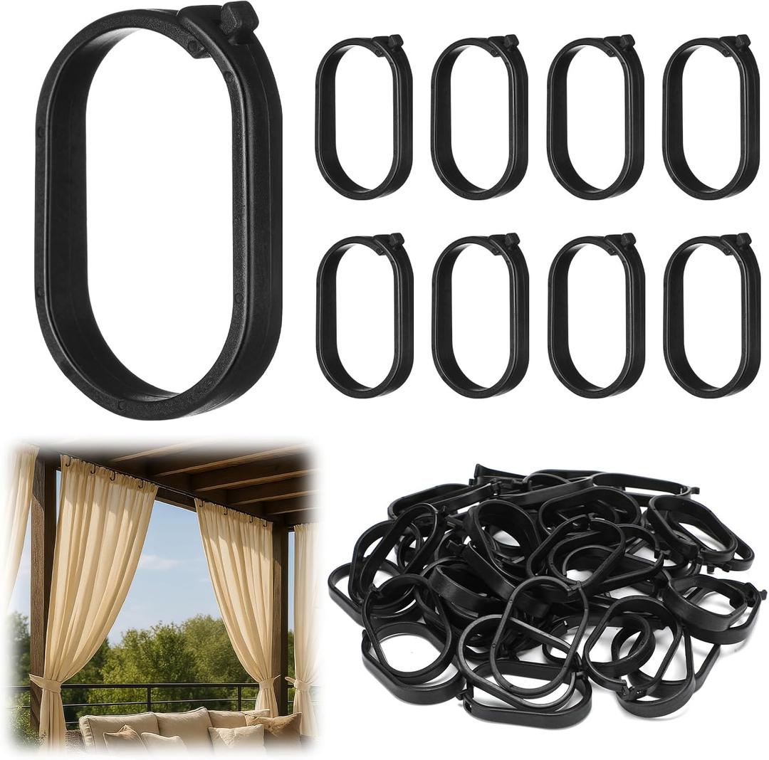 Kathfly 50pcs Gazebo Curtains Hooks Rustproof Plastic Shower Curtain Rings Hooks Outdoor Gazebo Replacement Parts Accessories for Outdoor Canopy Mosquito Nets Window Drapes Home Hotel Supplies
