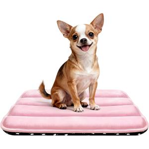 Pobopobo Dog Crate Pad, Ultra Soft & Anti-Slip Kennel Mat, Secure Fit for Metal Crates & Dog Cages, Washable Cozy Bed for Dogs (Pink, S 23"*14"*1.5")